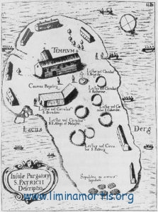 Lough Derg, antica mappa. Isola del Purgatorio di S. Patrizio.