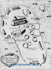 Lough Derg, ancient map. Island of St. Patrick’s Purgatory.