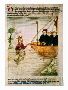 Saint Brendan encounters a siren (German manuscript)